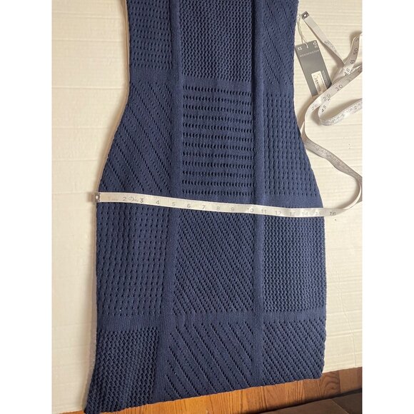 NWT-Worthington Womens Sleeveless Midi Sweater Dress Navy XS side slit slip - Picture 13 of 15
